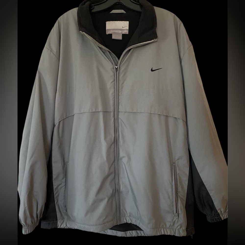 Vintage 90s‎ Nike Full Zip Fleece  Lined Windbreaker Jacket Gray Size Large